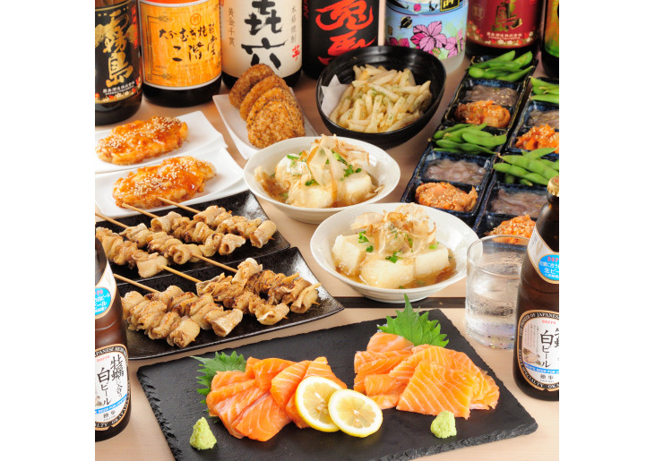 新登場★2H飲み放題★◎サーモン刺身やトンテキなど全７品◆お手軽宴会コース◆